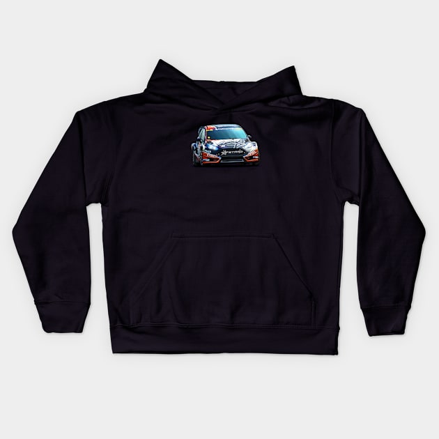 Ford Fiesta WRX Rallycross - Janis Baumanis Kids Hoodie by Mario Ramos Rally Art